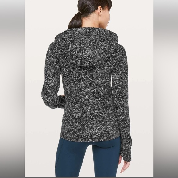 Lululemon Night View Black White Polka Dot Athletic Workout Scuba Hoodie Size 6 - Picture 4 of 15